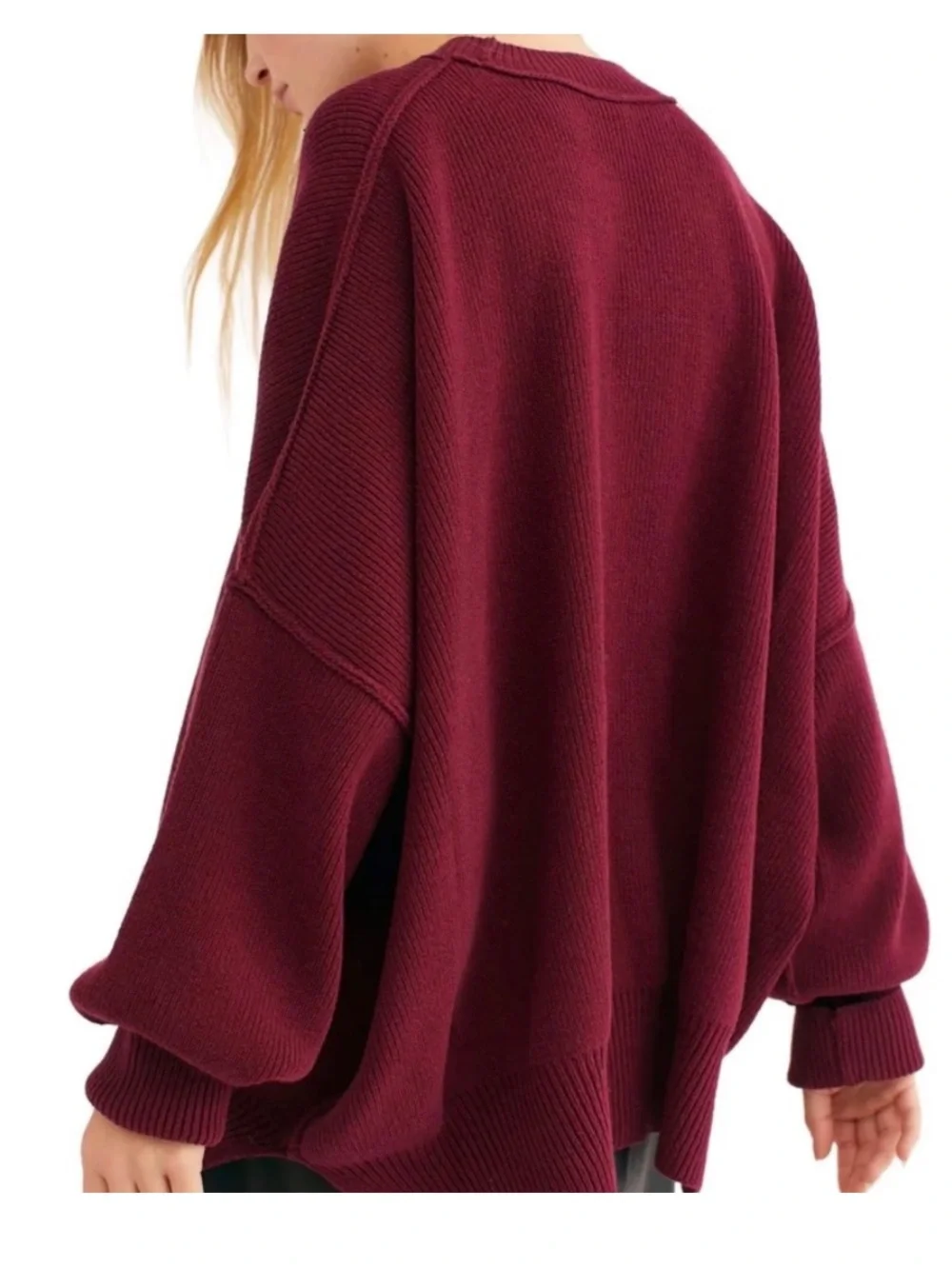 Free People Easy Street Tunic Sweater Burgundy